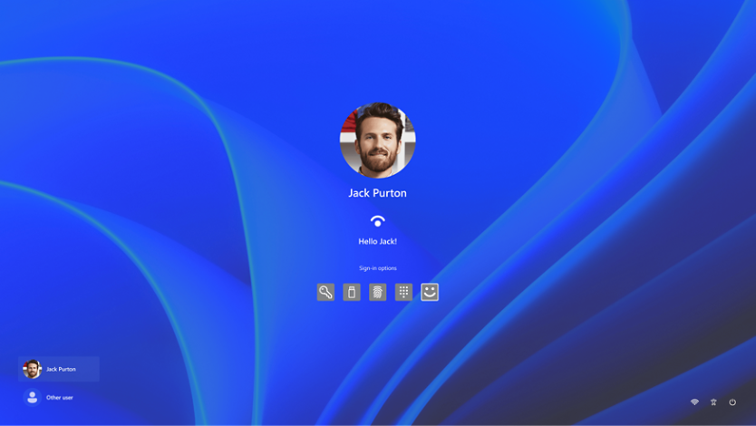 Windows Hello-påloggingsskjerm. 