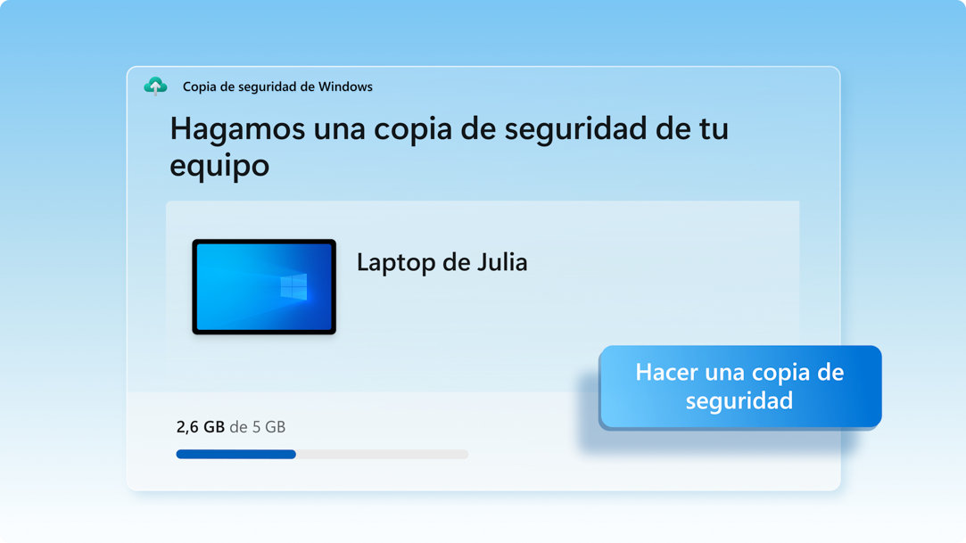 Pantalla de Copias de seguridad de Windows que muestra el estado de la copia de seguridad