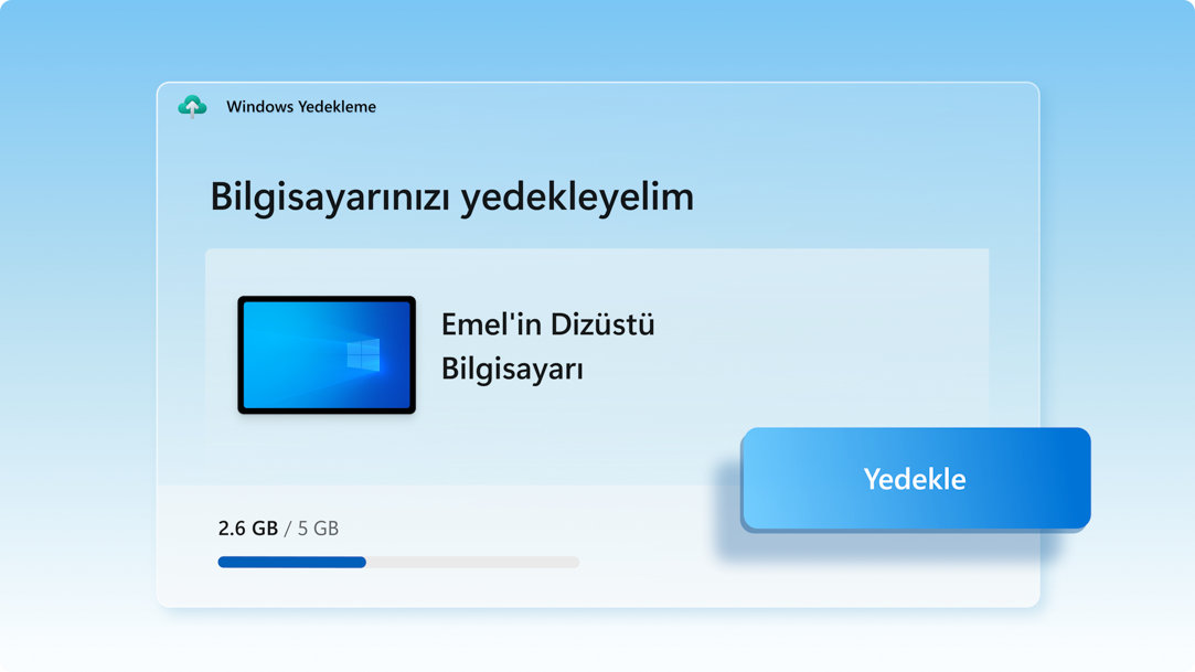 Yedekleme durumunu gösteren Windows Yedeklemesi ekranı