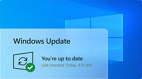 หน้าจอ Windows Update สำหรับ Windows 10 ที่แสดงสถานะการอัปเดต