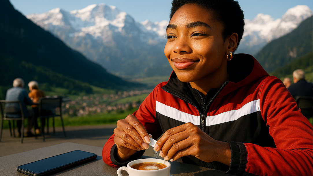 Woman in Swiss Alps