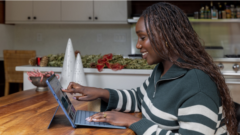 Woman selecting something in Microsoft Edge