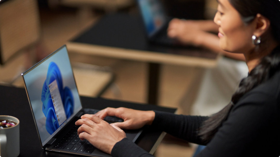 Woman working on her laptop