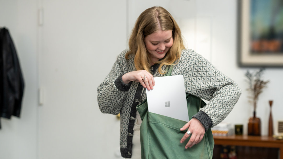 Young person using laptop