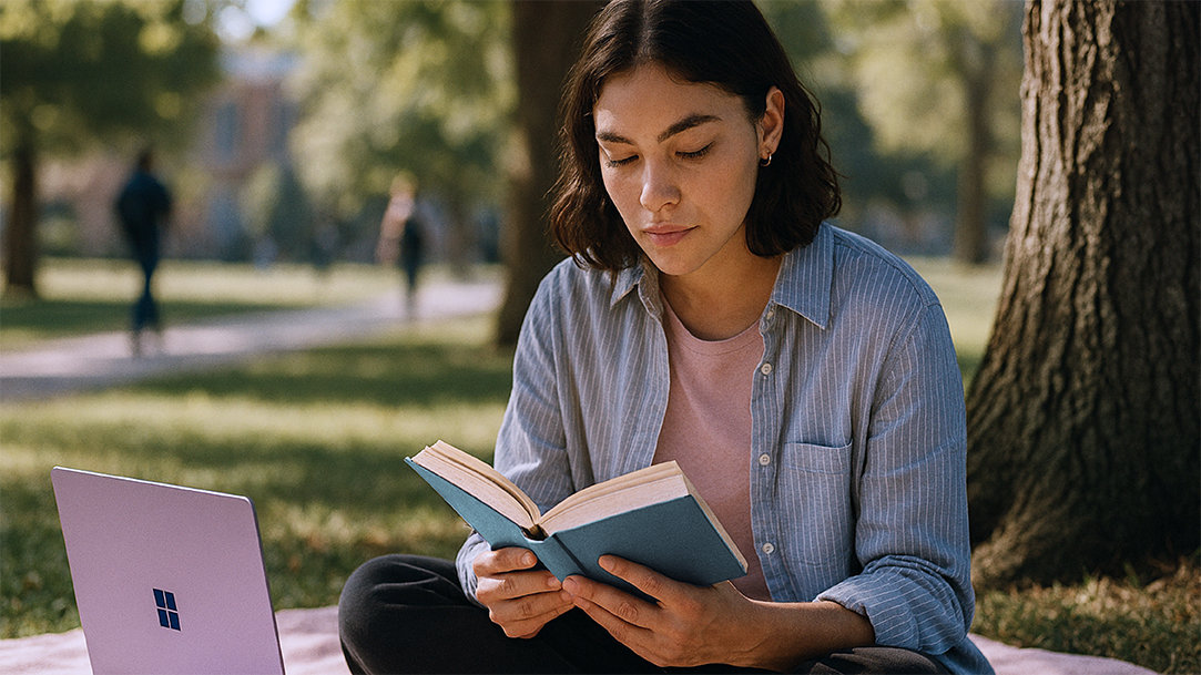 Young woman outside enjoying a moment of digital detox