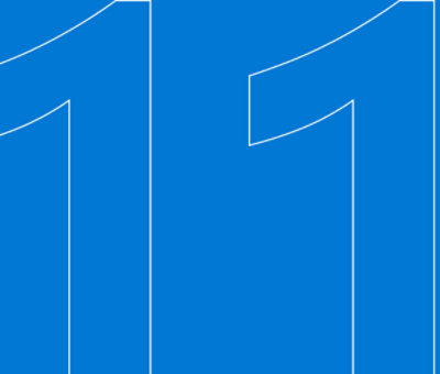 A decorative number 11 against a blue background