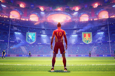 Soccer game scene from Rematch video game