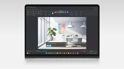 Open laptop waarop Paint met genererend opvullen te zien is