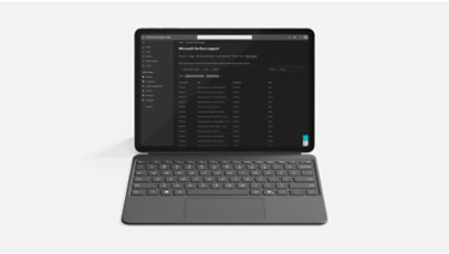 Surface サポート オプションを表示したタブレット