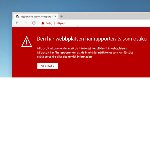 En varning om att en webbsida kanske inte är säker