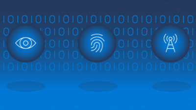 Numérisation d’une empreinte digitale sur fond bleu