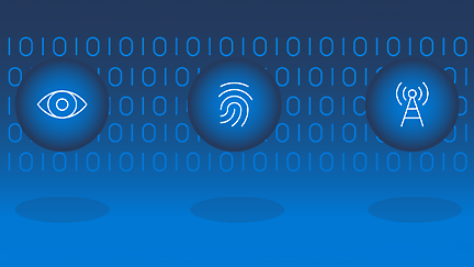 A fingerprint scan on a blue background