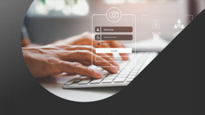 A person typing on a keyboard