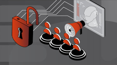 Um grupo de pessoas com um megafone