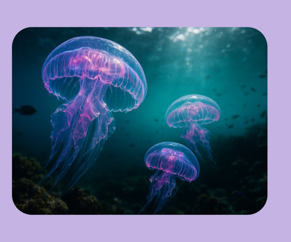 Pacific Ocean jellyfish in the photo styling of wildlife photography