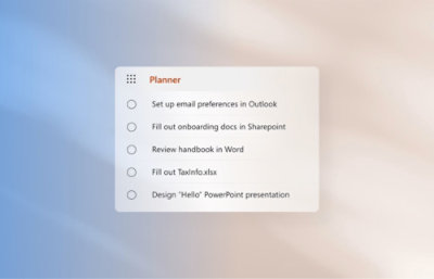 A screenshot of Planner with a list of tasks