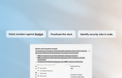 A screenshot showing Copilot to draft a Market and Competitive Analysis 