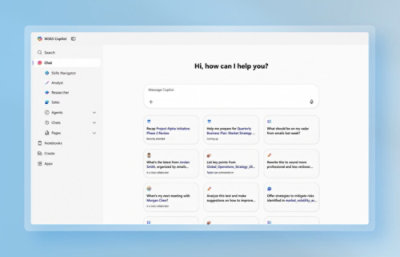 A screenshot of Copilot with a list of prompts 