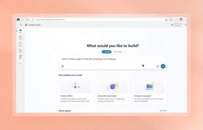 Screen shot of Copilot Studio with a prompt to create an agent