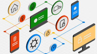 A computer network with icons