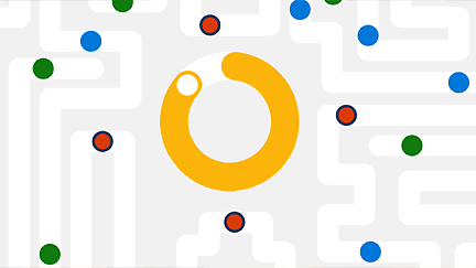 A Yellow white circle and colorful dots
