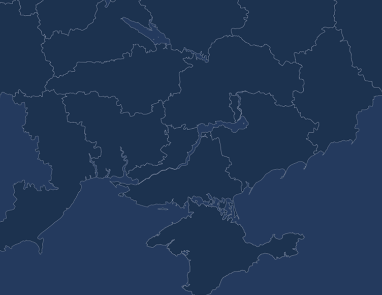 Ukrajna térképe kék háttérrel.