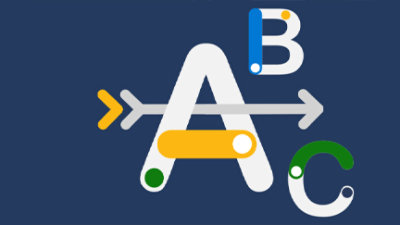 Un logo composé des lettres ABC et de flèches