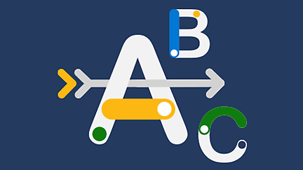 Logotipo de letras ABC y flechas