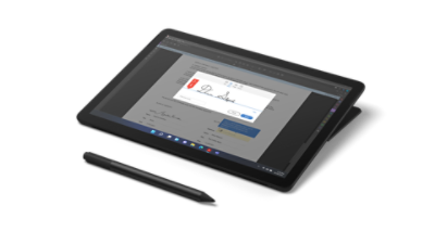 触控笔模式的 Surface Go 3 拥有前置 Surface 触控笔