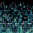Matrix-style digital display with multicolored numbers and symbols on a black background, resembling data streams.