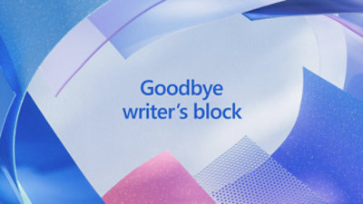 Text Goodbyewriter's block on light blue background