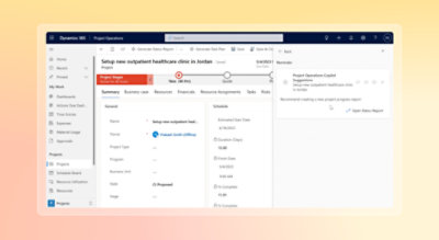 Copilot beim Verfassen von Marketingtext für einen Vorgang in Dynamics 365 Business Central