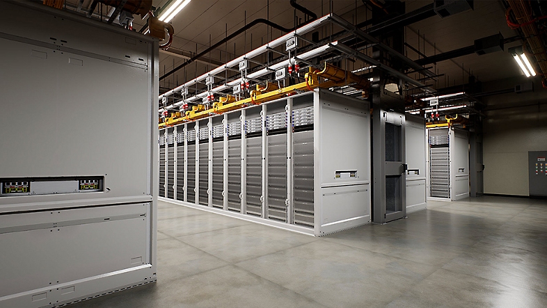 Una sala de servidores de un centro de datos de Microsoft.