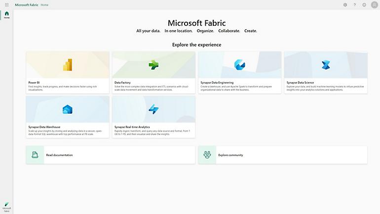 La página de inicio de Microsoft Fabric