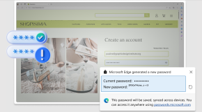 PC screen image showing Edge password generator feature.