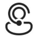 Graphic icon of a person wearing a headset.