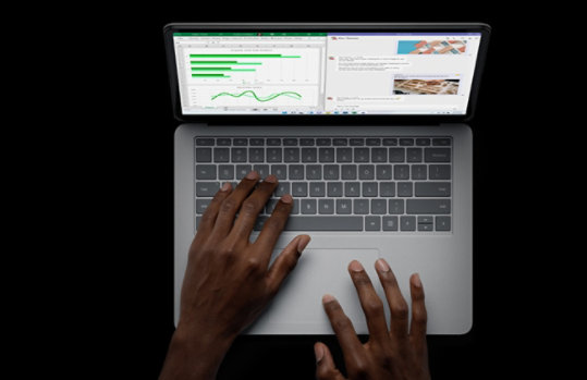 A top down view of the keyboard on Surface Laptop Studio.