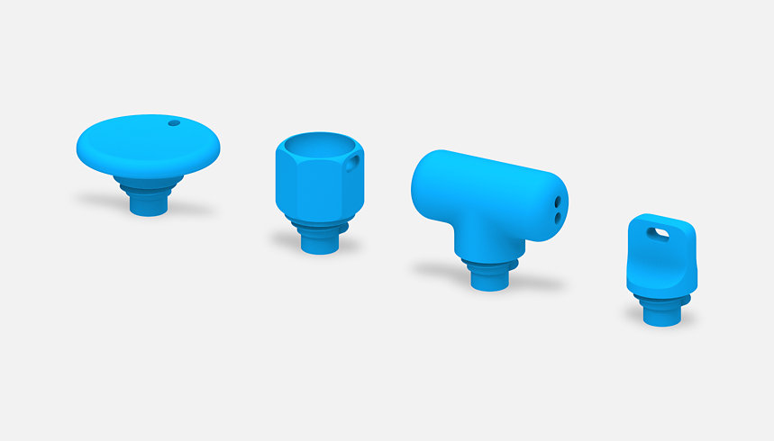 Quatre capuchons arrière qui s’attachent aux surfaces antidérapantes imprimées en 3D pour les stylets Surface.