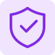 A purple shield icon with a checkmark inside it