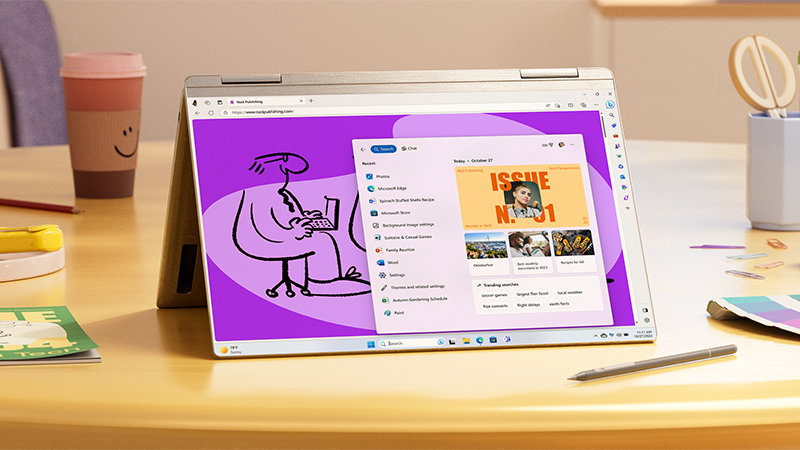An open PC on a table