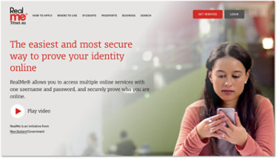 New Zealand's RealMe Portal Screenshot