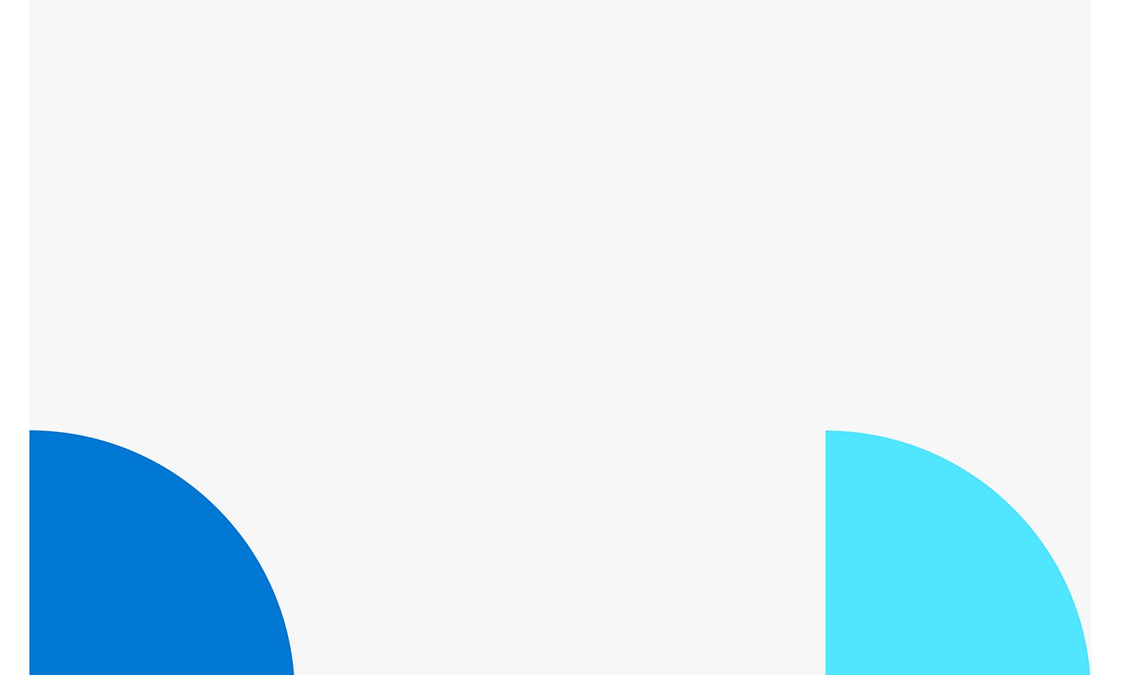 Two overlapping circular shapes with a white background, one blue on the left and a lighter blue on the right.