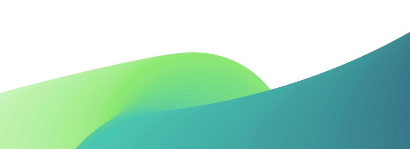 Abstrakter Hintergrund mit glatten wellenförmigen Formen in Grün- und Blauschattierungen.