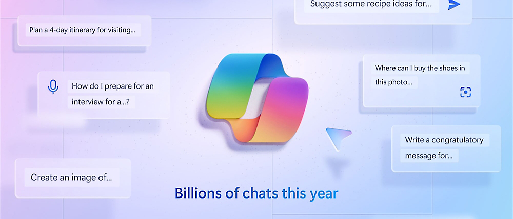 Chat window with copilot logo