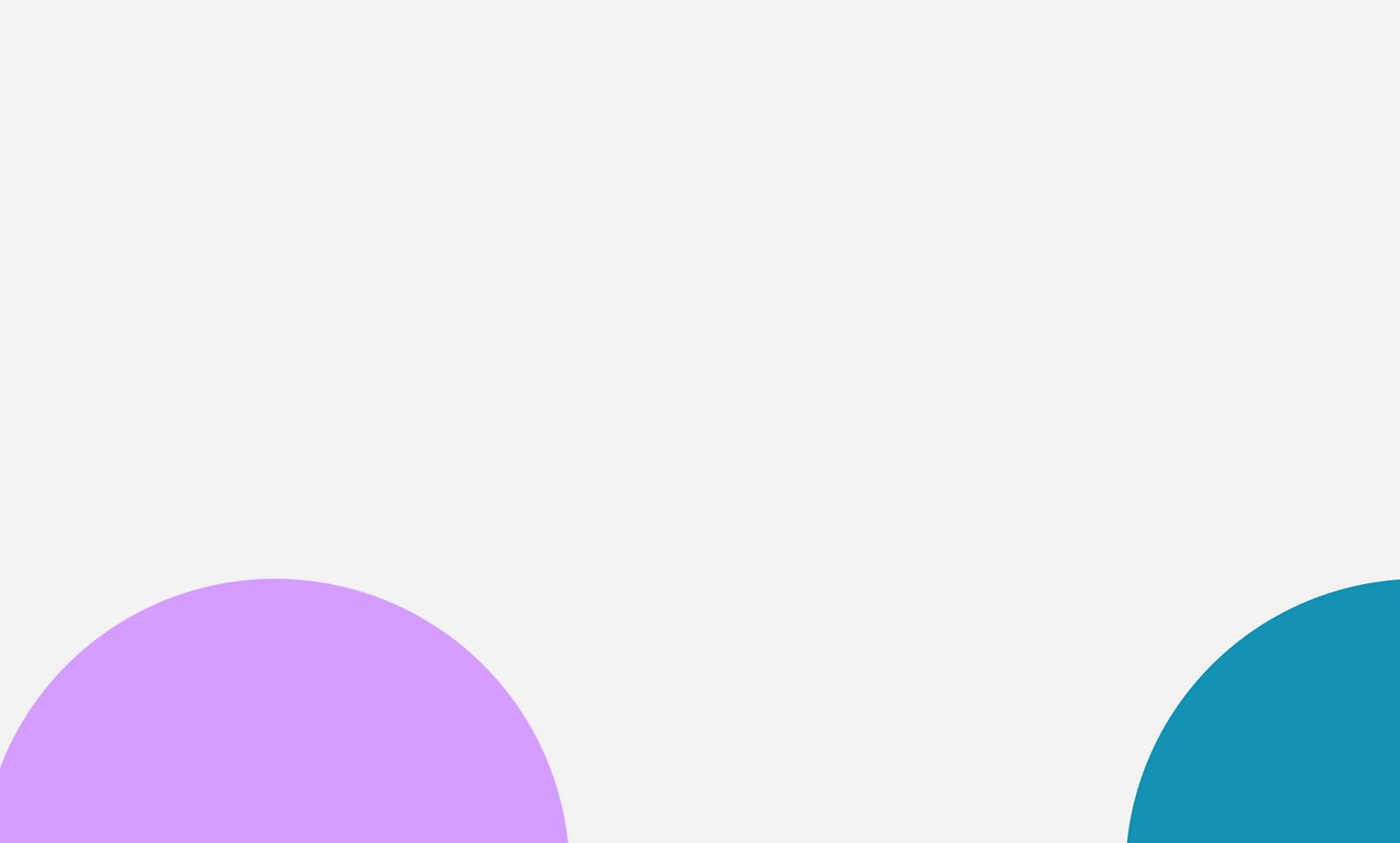 Ein grauer Hintergrund mit einem violetten Halbkreis und einem grünen Viertelkreis