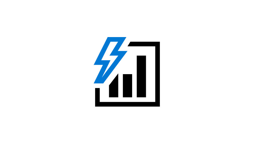 An icon of a bar graph with a lightning bolt