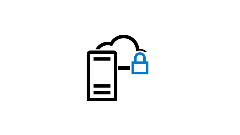 Icon of a mobile device, a cloud, and a lock