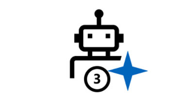 Icon of a robot with a star and the number 3