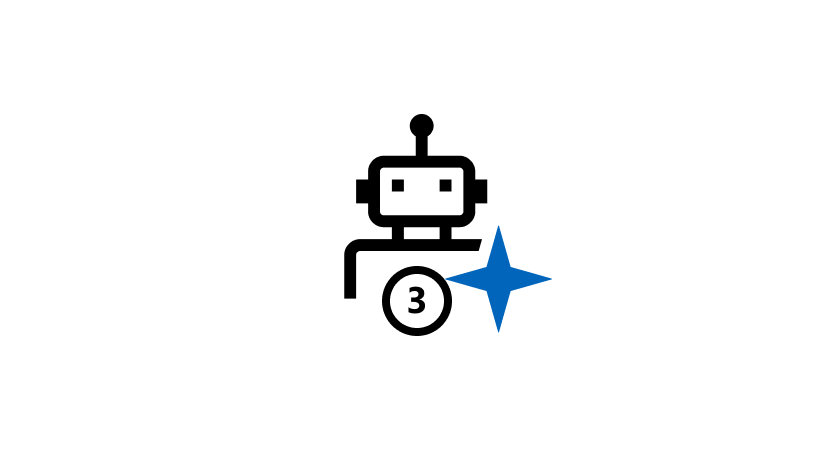 Icon of a robot with a star and the number 3