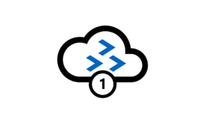 Icon of a cloud with arrows for motion with the number 1